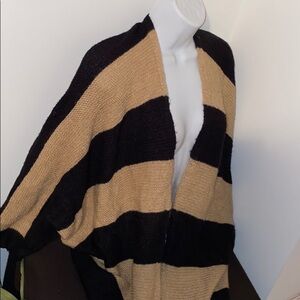 Tan black striped cozy cardigan